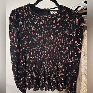 Ganni Blouse in Black Floral Pattern- size 36